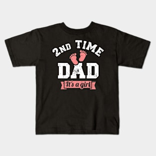 2nd second time Dad it's a girl gender reveal Kids T-Shirt